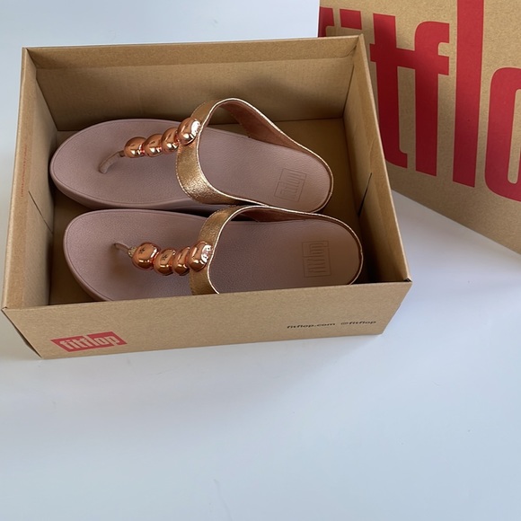NWT Fit Flop Francheska Glitzy Toe Thongs Rose Gold 6 - Picture 10 of 16